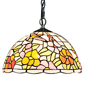 60W 1 - Light Tiffany Pendent Light with Glass Shade in Hummingbird Pattern