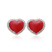Elegant 18K Gold Plated Onyx Fashion Heart Cut Earrings