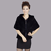 Half Sleeve Hooded Collar Evening Mink Fur Jacket
