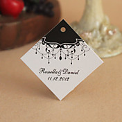 Personalized Rhombus Favor Tag - Black And White (Set of 30)