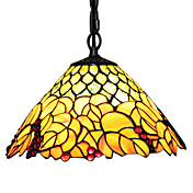 60W Tiffany Glass Pendent Light with Grape Pattern Shade