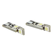 T10 2W 5050 SMD 2+2 LED White Light Bulb for Car Indicator Lamps CANBUS (2-Pack, DV 12V)