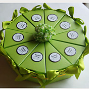 Green Card Paper Wedding Favor Boxes With Ribbons (Set of 10)
