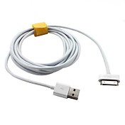 USB Sync and Charge kabel met kabelbinder voor iPhone, iPad en iPod (wit, 300cm lengte)
