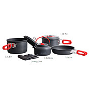 3-4 personen 7-delige Camping kookset 2.2L Pot, 1.2L Pot, 7.5In Pan, 2pc Pot Cover