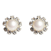 blomst formet perle ørering med rhinestone