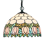 Tiffany 2 - Light Pendent Lights in Pink Rose Pattern