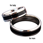 Negro Stripe Anillo de titanio par de acero