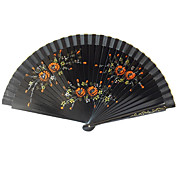 Elegant Black Wooden Hand Fan - Set Of 4