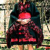 Long Sleeve Knee-length Black Uniform Cloth and Cotton Kimono Wa Lolita Dress