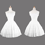 Sleeveless Knee-length Pure White Cotton Princess Lolita Dress