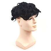 100% Indian Remy cheveux courts bouclés Mens Toupee Avec rayé 1 "peau mince