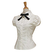 Short Sleeve White Cotton Black Cravat Sweet Lolita Blouse