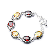 Elegant Fashion Jewelry Six Colorful Crystal Silver Plate Bracelet