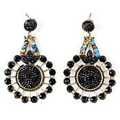 aretes de diamantes redondos estilo retro para mujeres (negro)