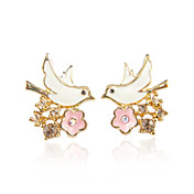 Charming Alloy Bird Shape Stud Earrings with Crystal(More Colors)
