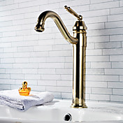 Country Brass Single Handle Bathroom Sink Faucet Ti-PVD Finish