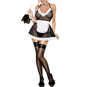 Sort Sexy Sheer Chamber French Maid Halloween kostume (3 stk)