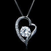 Fine Jewelry Elegant Lots Of Zircon Hjerte Sterling Sølv halskjede