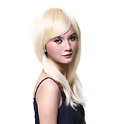 Capless Long Straight Top Kvalitet 100% Human Hair Natural Look Light Brown Wig
