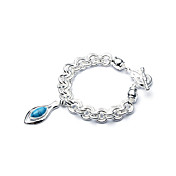Unique Fashion Jewelry Imitation Gem Stone Charm Multi Rings Chain Silver Plate Bracelet (More Colors)