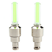 rueda neumático válvula tapón de luz LED verde lámparas de flash para el coche / moto / moto (2-pack, 3xag10)