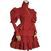 Long Puff Sleeve Short Red Cotton Aristocrat Lolita Dress