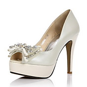 Elegant Leather Stiletto Heel Peep Toe/Pumps With Bowknot Wedding/Party Shoes