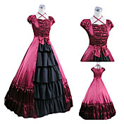 Ærmeløs Gulv-længde Wine Red Satin Classic Lolita Dress