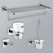 Chrome Finish Bathroom Accessory Set With 24-Inch Towel Rack
