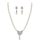 Imitation Pearl/ Rhinestone Ladies' Jewelry Set Including Necklace And Earring Set