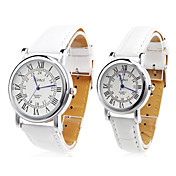 par de pu unisex reloj de pulsera analógico de cuarzo (blanco)