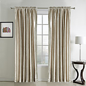 (Two Panels) Classic Solid Beige Velvet Lined Curtains
