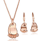 Gorgeous Feet 18K Gold Jewelry Set With Rhinestone Including Earring,Necklace (More Colors)