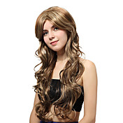Capless Long Brown Curly perucas sintéticas