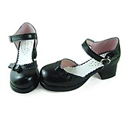 Handmade Black PU Leather 4.5cm High Heel Casual Lolita Shoes