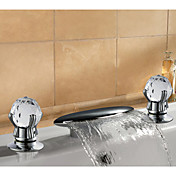 Contemporânea Dois Handle Latão Chrome Cachoeira Concluir torneira pia do banheiro