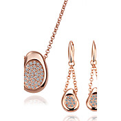 Simply 18K Gold Jewelry Set With Rhinestone Including Earring,Necklace (More Colors)