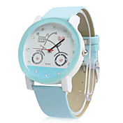 Women's Pu Leather Band Analog Quartz Wrist Watch (Blue)