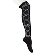 Black Floral Cotton Classic Lolita Stockings