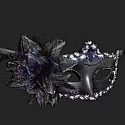 Pure Black Purfle Flower Plastic Half-face Mask