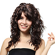 Capless Medium Black Curly Synthetic Wigs