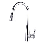 Solid Brass Chrome Finish Single Handle Pull Out Kitchen Faucet