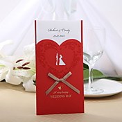Invitation personnalisée de mariage Rouge Avec Bow Ruban (Ensemble de 50)