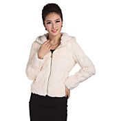 Charming Long Sleeve Hooded Collar Evening/Casual Rabbit Fur Jacket(More Colors)