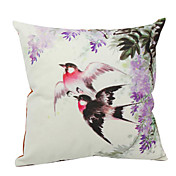 Country Bird Velvet Decorative Pillow Cover