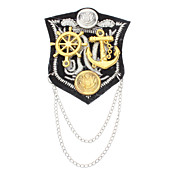 Navy And England Preppy Boat Anchor Tassels Epaulet Brooch