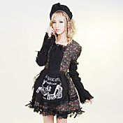 Long Sleeve Knee-length Black and White CottonSweet Lolita Dress