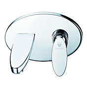 Contemporary Chrome Finish Wall Mount Single Handle Bathroom Sink Faucet