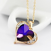 Women's Crystal Simple Heart Short Pendant